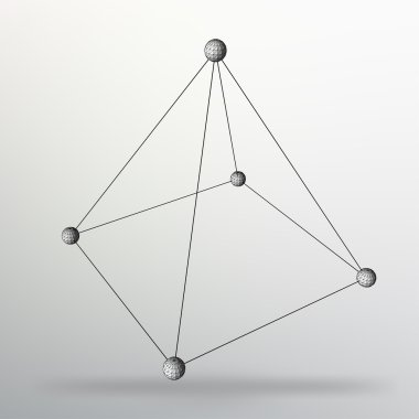 Geometrik şekillerin Soyut Yaratıcı kavram vektör arka plan - piramit. Çizgilerin ve noktaların kapsamı. Moleküler kafes. Çokgenlerin yapısal ızgarası. Tasarım tarzı antetli ve broşür için