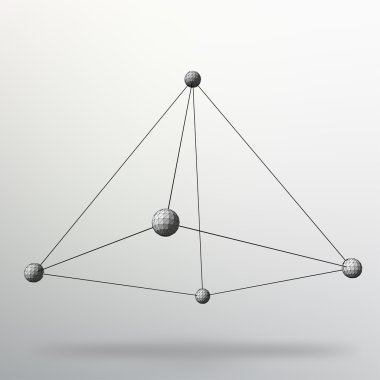 Geometrik şekillerin Soyut Yaratıcı kavram vektör arka plan - piramit. Çizgilerin ve noktaların kapsamı. Moleküler kafes. Çokgenlerin yapısal ızgarası. Tasarım tarzı antetli ve broşür için