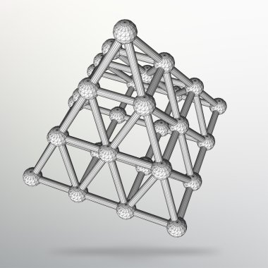 Geometrik şekillerin Soyut Yaratıcı kavram vektör arka plan - piramit. Çizgilerin ve noktaların kapsamı. Moleküler kafes. Çokgenlerin yapısal ızgarası. Tasarım tarzı antetli ve broşür için
