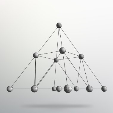 Geometrik şekillerin Soyut Yaratıcı kavram vektör arka plan - piramit. Çizgilerin ve noktaların kapsamı. Moleküler kafes. Çokgenlerin yapısal ızgarası. Tasarım tarzı antetli ve broşür için