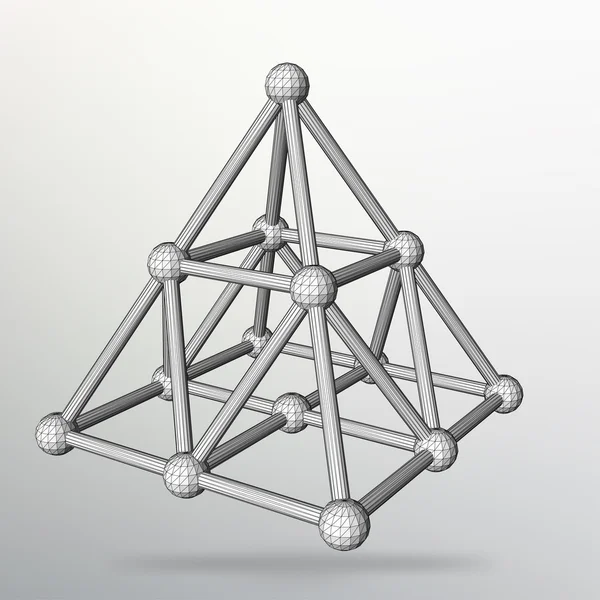 Абстрактний Творчий концепт Векторний фон геометричних фігур - піраміда. Область дії ліній і точок. Молекулярна решітка. Структурна сітка багатокутників. Дизайн стилю бланк і брошура для — стоковий вектор