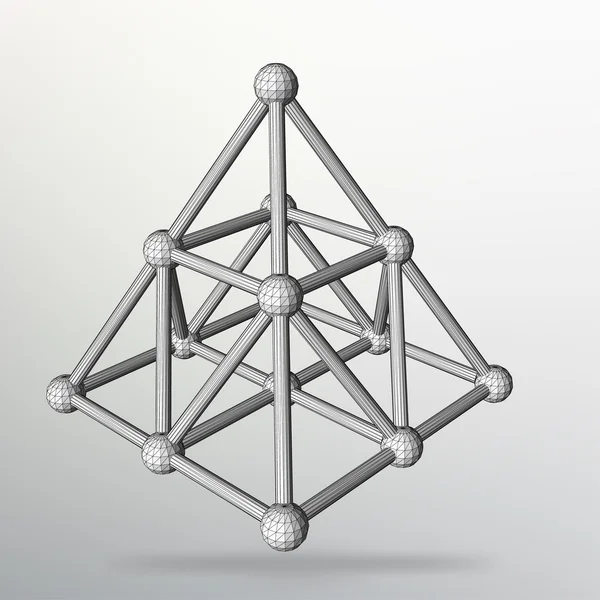 Абстрактний Творчий концепт Векторний фон геометричних фігур - піраміда. Область дії ліній і точок. Молекулярна решітка. Структурна сітка багатокутників. Дизайн стилю бланк і брошура для — стоковий вектор