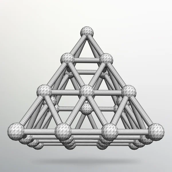 Absztrakt kreatív koncepció vektor háttér geometriai formák-piramis. Vonalak és pontok köre. Molekuláris rács. A sokszögek szerkezeti szerkezete. Levélpapírfejléc és brossúra — Stock Vector