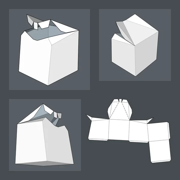 Boîte avec modèle Die Cut. Boîte d'emballage pour nourriture, cadeau ou autres produits. Sur fond blanc isolé. Prêt pour votre design. Vecteur d'emballage des produits EPS10 . — Image vectorielle