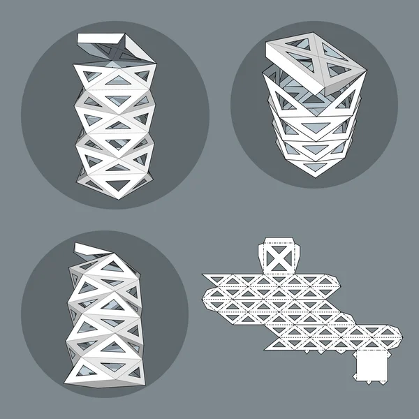 Caixa com modelo de corte. Caixa de embalagem para alimentos, presentes ou outros produtos. Sobre fundo branco isolado. Pronto para o seu design. Vetor de embalagem de produto EPS10 . — Vetor de Stock