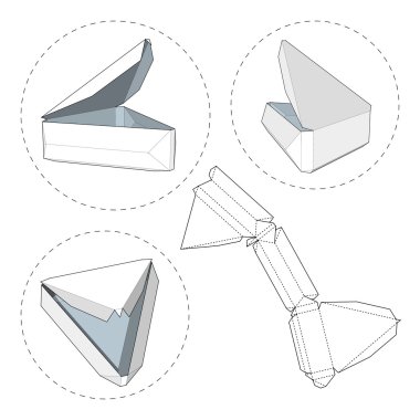 Die kesme şablonu kutusuyla. Ambalaj kutusu için gıda, Hediyelik veya diğer ürünleri. Beyaz arka plan üzerinde izole. Tasarımınız için hazır. Ürün Ambalaj vektör Eps10.