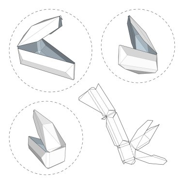 Die kesme şablonu kutusuyla. Ambalaj kutusu için gıda, Hediyelik veya diğer ürünleri. Beyaz arka plan üzerinde izole. Tasarımınız için hazır. Ürün Ambalaj vektör Eps10.