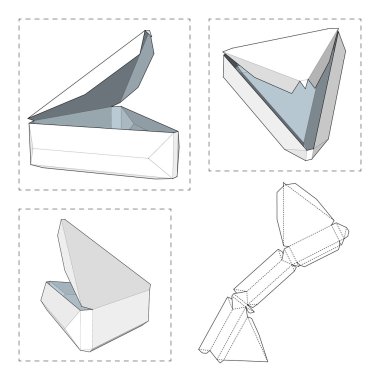 Die kesme şablonu kutusuyla. Ambalaj kutusu için gıda, Hediyelik veya diğer ürünleri. Beyaz arka plan üzerinde izole. Tasarımınız için hazır. Ürün Ambalaj vektör Eps10.
