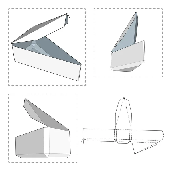 Caixa com modelo de corte. Caixa de embalagem para alimentos, presentes ou outros produtos. Sobre fundo branco isolado. Pronto para o seu design. Vetor de embalagem de produto EPS10 . — Vetor de Stock