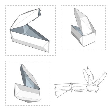 Die kesme şablonu kutusuyla. Ambalaj kutusu için gıda, Hediyelik veya diğer ürünleri. Beyaz arka plan üzerinde izole. Tasarımınız için hazır. Ürün Ambalaj vektör Eps10.