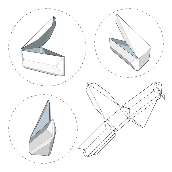 Caixa com modelo de corte. Caixa de embalagem para alimentos, presentes ou outros produtos. Sobre fundo branco isolado. Pronto para o seu design. Vetor de embalagem de produto EPS10 . —  Vetores de Stock