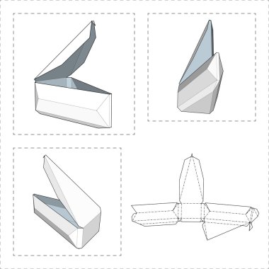 Die kesme şablonu kutusuyla. Ambalaj kutusu için gıda, Hediyelik veya diğer ürünleri. Beyaz arka plan üzerinde izole. Tasarımınız için hazır. Ürün Ambalaj vektör Eps10.