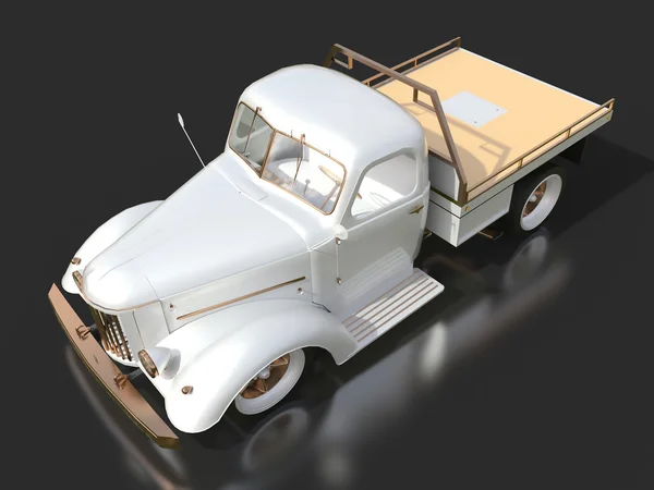 Παλιό αναπαλαιωμένο pickup. Pick-up στο στυλ του hot rod. 3D απεικόνιση. Λευκό αυτοκίνητο σε μαύρο φόντο. — Φωτογραφία Αρχείου