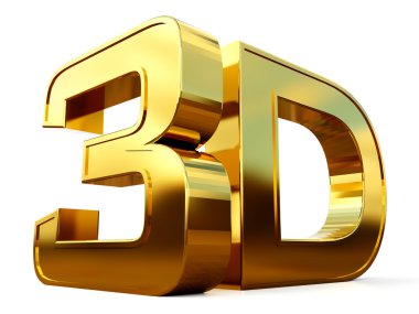 Beyaz arka planda yansıma etkisi ile izole altın 3d logo. 