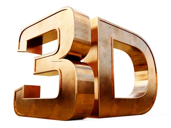 Logo 3D in rame isolato su sfondo bianco con effetto riflessione . — Foto Stock