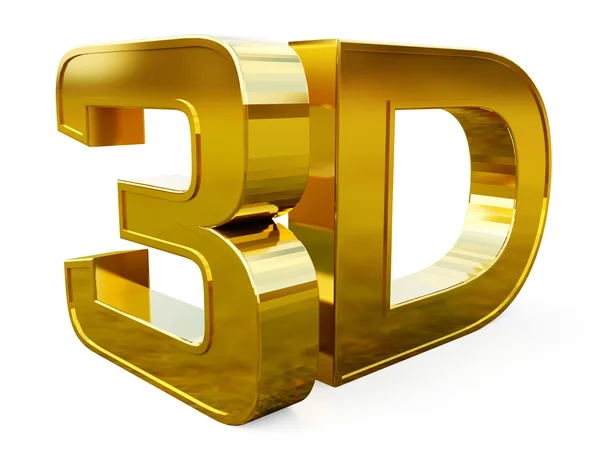 Gold 3d logo isolerad på vit bakgrund med reflektionseffekt. — Stockfoto