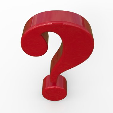 Kırmızı soru işareti. Beyaz arka plan üzerinde izole.