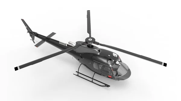 Hélicoptère civil noir sur fond blanc. Illustration 3d . — Photo