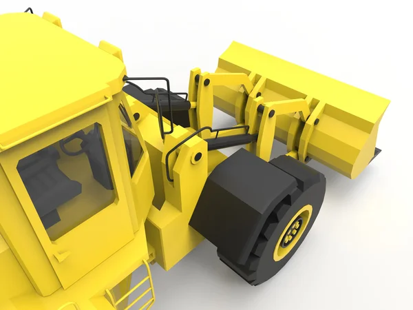 Graafmachine op een witte achtergrond. Backhoe loader. 3D illustratie. — Stockfoto