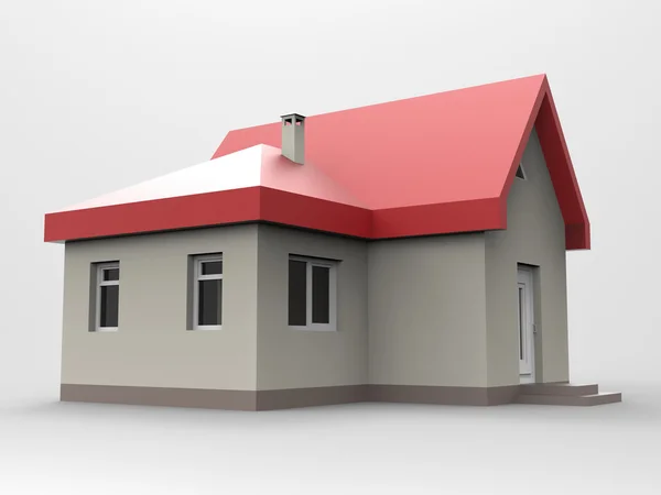 A small house with red roof, and black walls. 3d illustration. — Stock Photo, Image