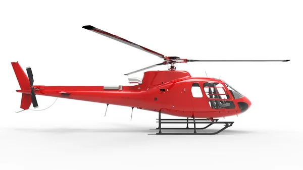 Red civilian helicopter on a white uniform background. 3d illustration. — Stock Photo, Image