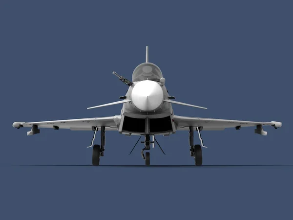 Lutador Europeu de Combate. Avião com fundo azul. ilustração 3d . — Fotografia de Stock