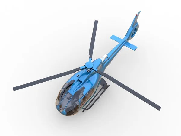 Blå civila helikoptern på vit enhetlig bakgrund. 3D illustration — Stockfoto