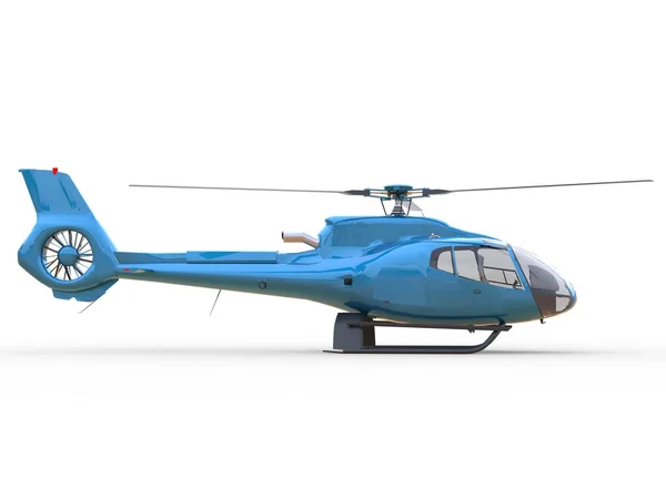 Blå civila helikoptern på vit enhetlig bakgrund. 3D illustration — Stockfoto