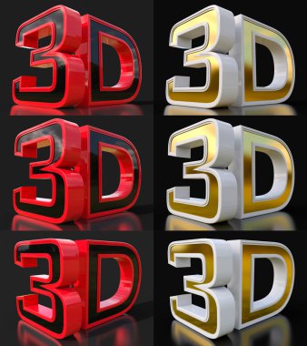 Ayarla metal 3d logo yansıma etkisi ile siyah arka plan üzerine izole.