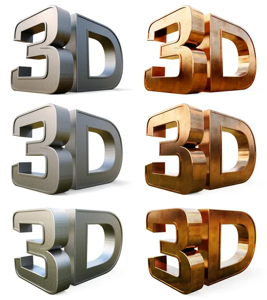 Ayarla metal 3d logo beyaz arka planda yansıma etkisi ile izole. — Stok fotoğraf