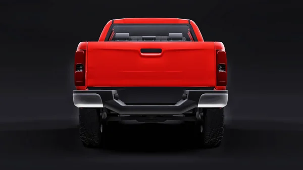 Piros Pickup Autó Fekete Háttérrel Renderelés — Stock Fotó