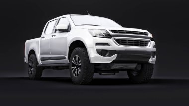 Siyah arka planda beyaz bir pikap. 3d oluşturma.