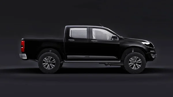 Black Pickup Car Black Background Rendering — Stock Photo, Image