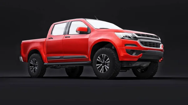 Red Pickup Car Black Background Rendering — Stock Photo, Image