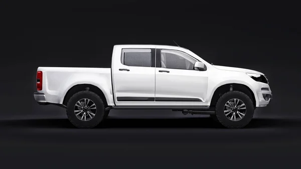 White Pickup Car Black Background Rendering — Stock Photo, Image