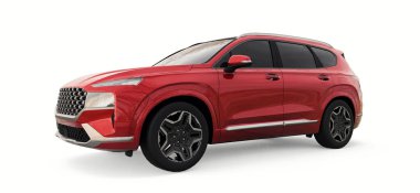 Beyaz arka planda büyük şehir kesişen kırmızı renk. 3d oluşturma