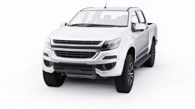 Beyaz arka planda beyaz bir pikap. 3d oluşturma.