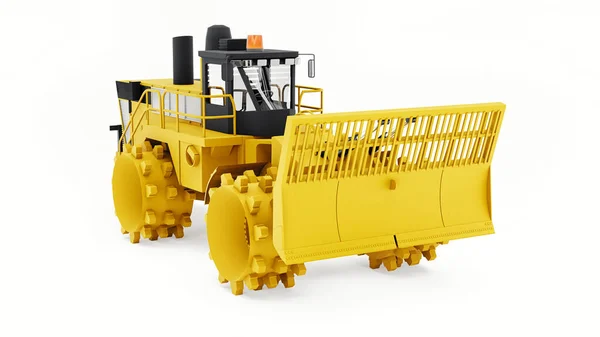 Vuilnispersmachine Voor Stortplaatsen Een Speciaal Type Industriële Bulldozer Voor Het — Stockfoto