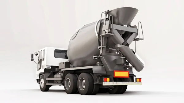 Camion Betoniera Con Cabina Bianca Mixer Grigio Sfondo Bianco Illustrazione — Foto Stock