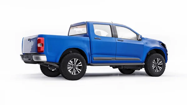 Blue Pickup Car White Background Rendering — Stock Photo, Image