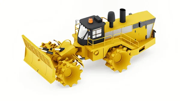 Vuilnispersmachine Voor Stortplaatsen Een Speciaal Type Industriële Bulldozer Voor Het — Stockfoto