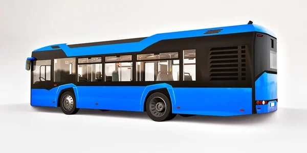 Autobús Azul Urbano Mediun Sobre Fondo Blanco Aislado Renderizado — Foto de Stock