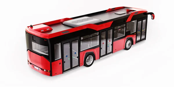 Autobus Rosso Urbano Mediun Sfondo Bianco Isolato Rendering — Foto Stock