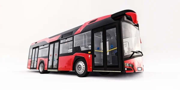 Mediun Ônibus Vermelho Urbano Fundo Isolado Branco Renderização — Fotografia de Stock