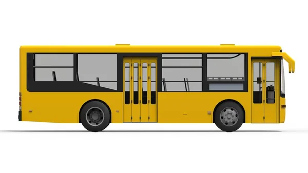 Small Urban Yellow Bus White Background Rendering — Stock Photo, Image