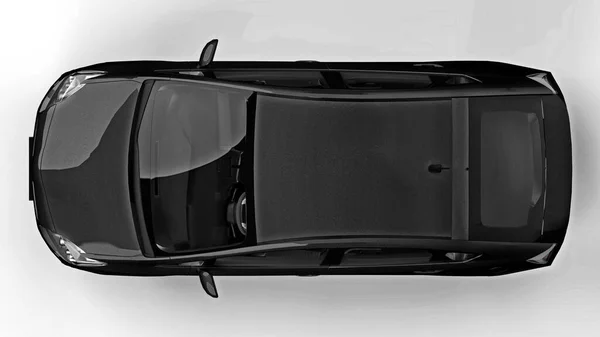 Современный Семейный Гибридный Чёрный Автомобиль Белом Фоне Тенью Земле Рендеринг — стоковое фото