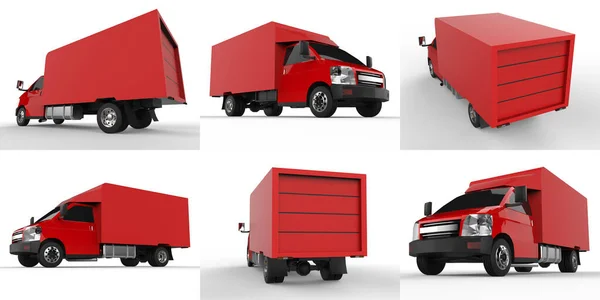 Set Small Red Truck Car Delivery Service Delivery Goods Products — Stock Photo, Image