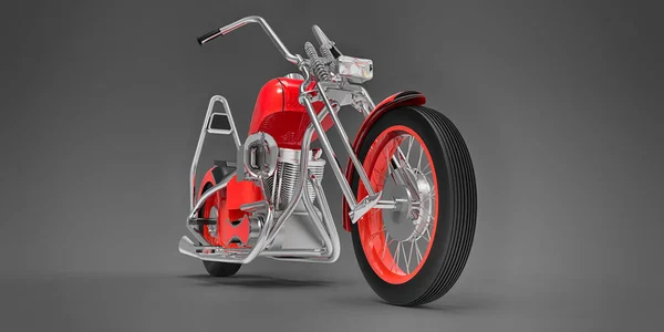 Moto Classica Rossa Personalizzata Isolata Sfondo Grigio Rendering — Foto Stock