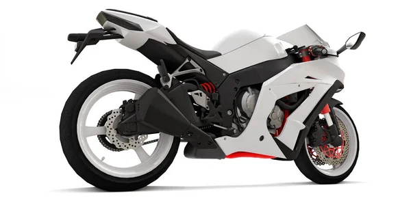 Vit Super Sport Motorcykel Vit Isolerad Bakgrund Illustration — Stockfoto