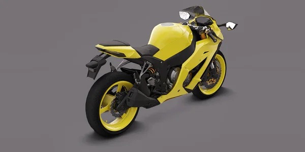 Gri Arka Planda Sarı Süper Spor Motosiklet Illüstrasyon — Stok fotoğraf